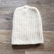 Load image into Gallery viewer, Cream Cotton Knit Beanie. Made in Portland Oregon.
