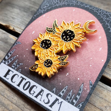Load image into Gallery viewer, Moonlit Sunflowers Enamel Pin
