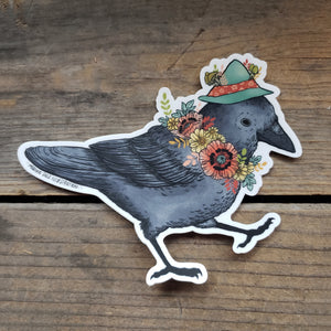 Crow in a Cap Vinyl Sticker
