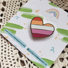 Load image into Gallery viewer, Lesbian Heart Enamel Pin
