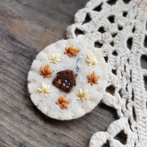 Tiny Embroidered House Brooch