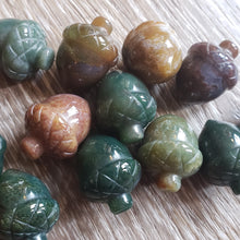 Load image into Gallery viewer, Moss Agate Acorn Pocket Stone
