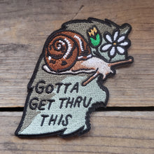 Load image into Gallery viewer, &quot;Gotta Get Thru&quot; Snail Iron-On Patch
