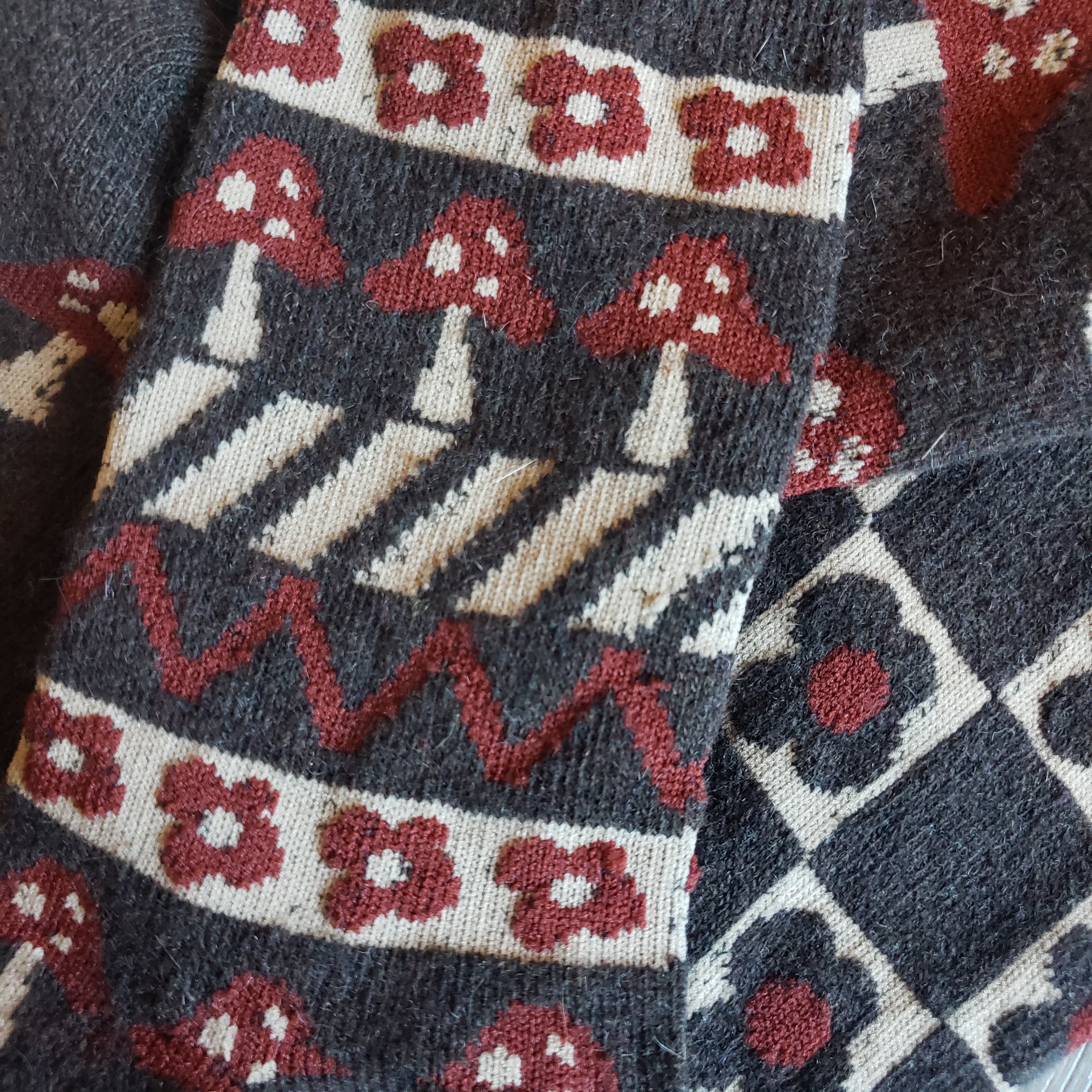 Wool Blend Mushroom Pattern Socks