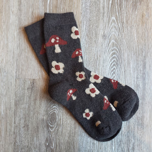 Wool Blend Mushroom Pattern Socks
