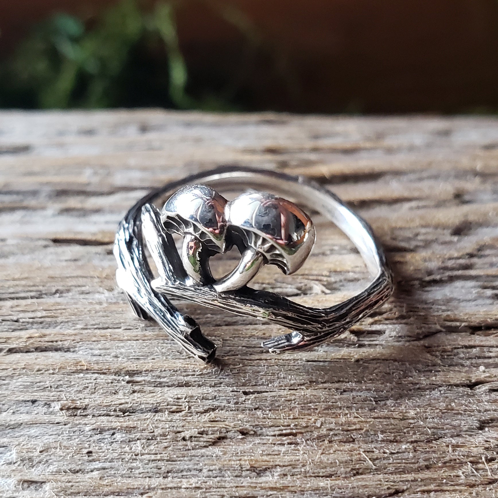 Sterling Silver Adjustable Branch and Mushroom Ring – Forager Vintage