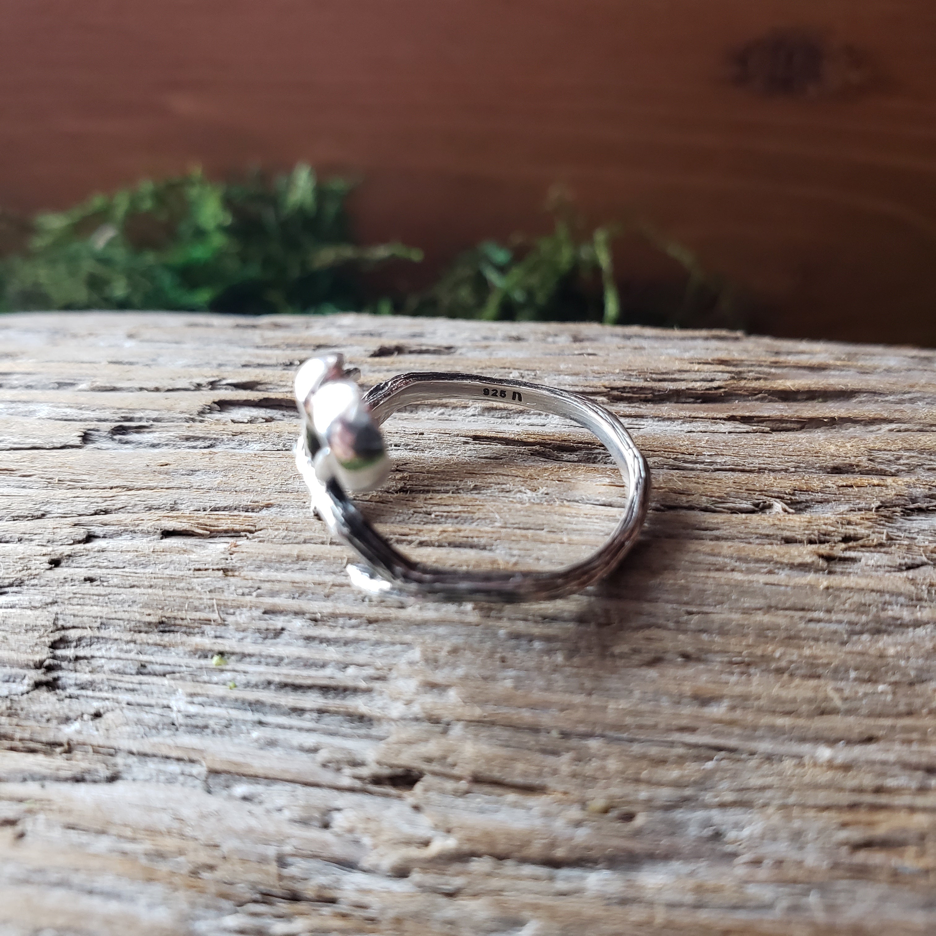 Sterling Silver Adjustable Branch and Mushroom Ring