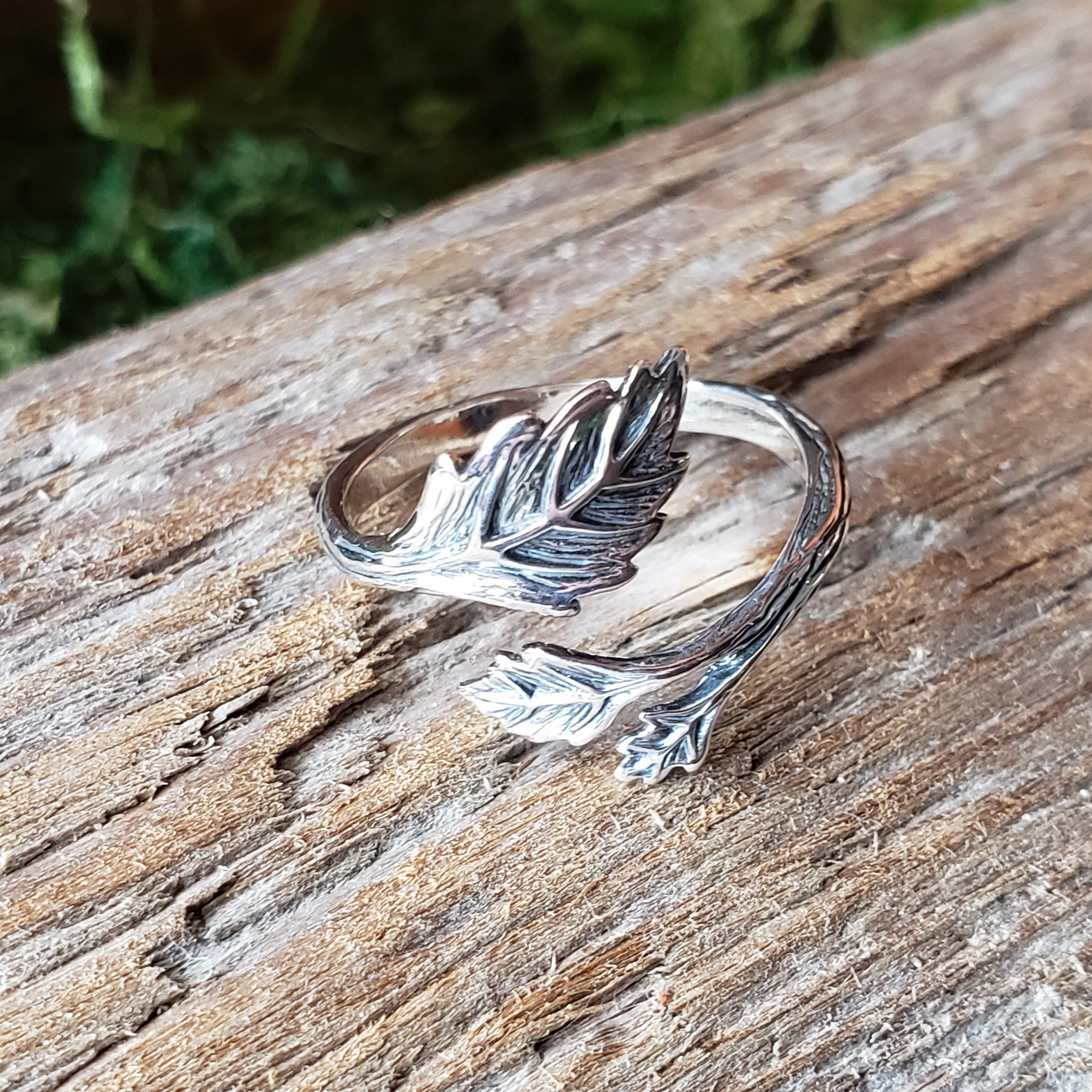 Sterling Silver Adjustable Leaf Ring