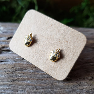 Tiny Gold Plated Acorn Studs