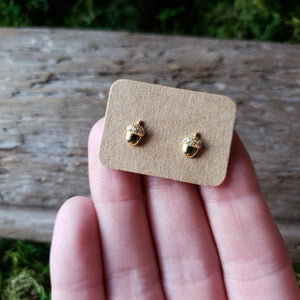 Tiny Gold Plated Acorn Studs