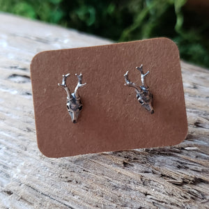 Tiny Sterling Silver Deer Skull Earrings