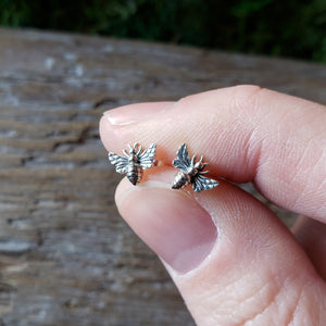 Tiny Sterling Silver Bee Studs