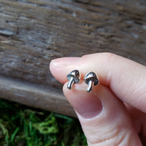 Tiny Sterling Silver Mushroom Studs
