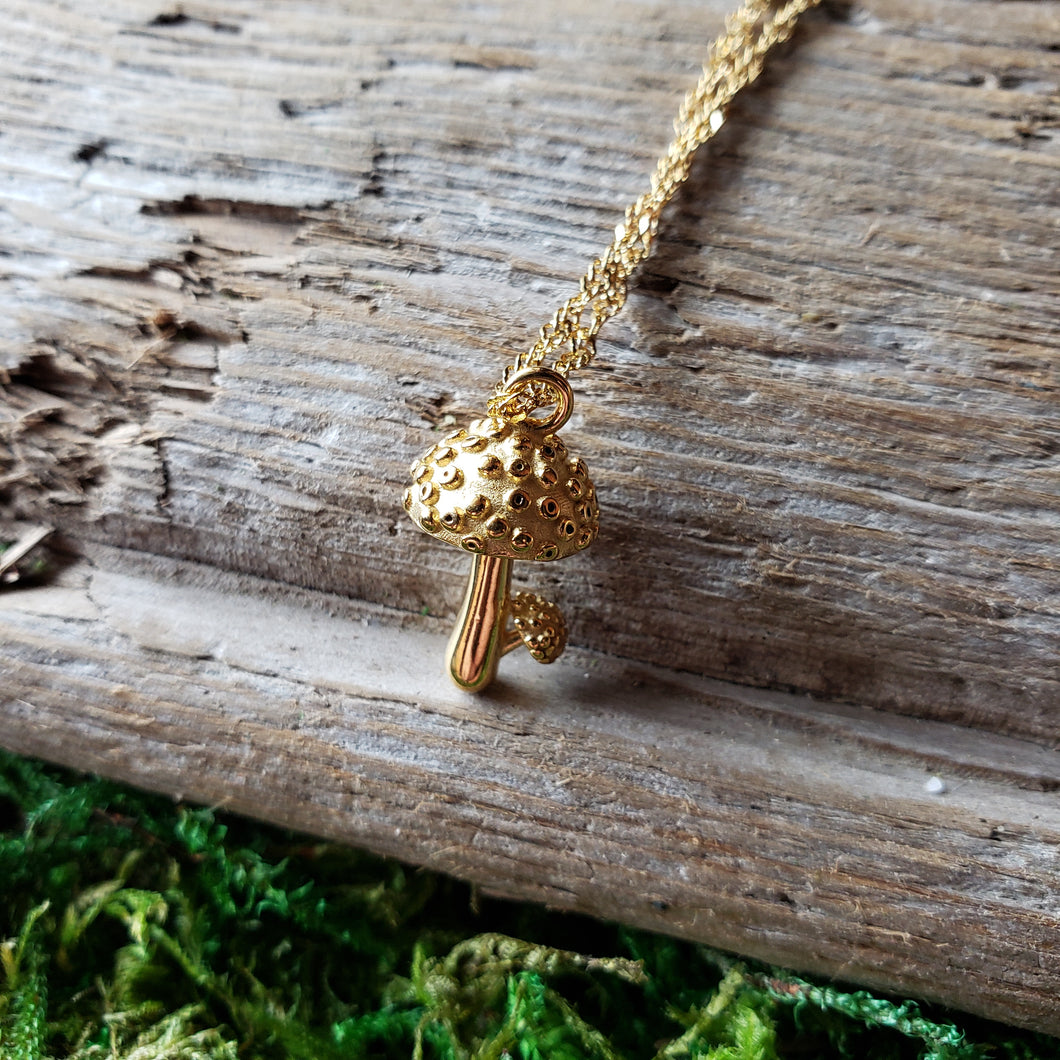 Tiny Mushroom Necklace - Gwen Delicious Jewelry Designs