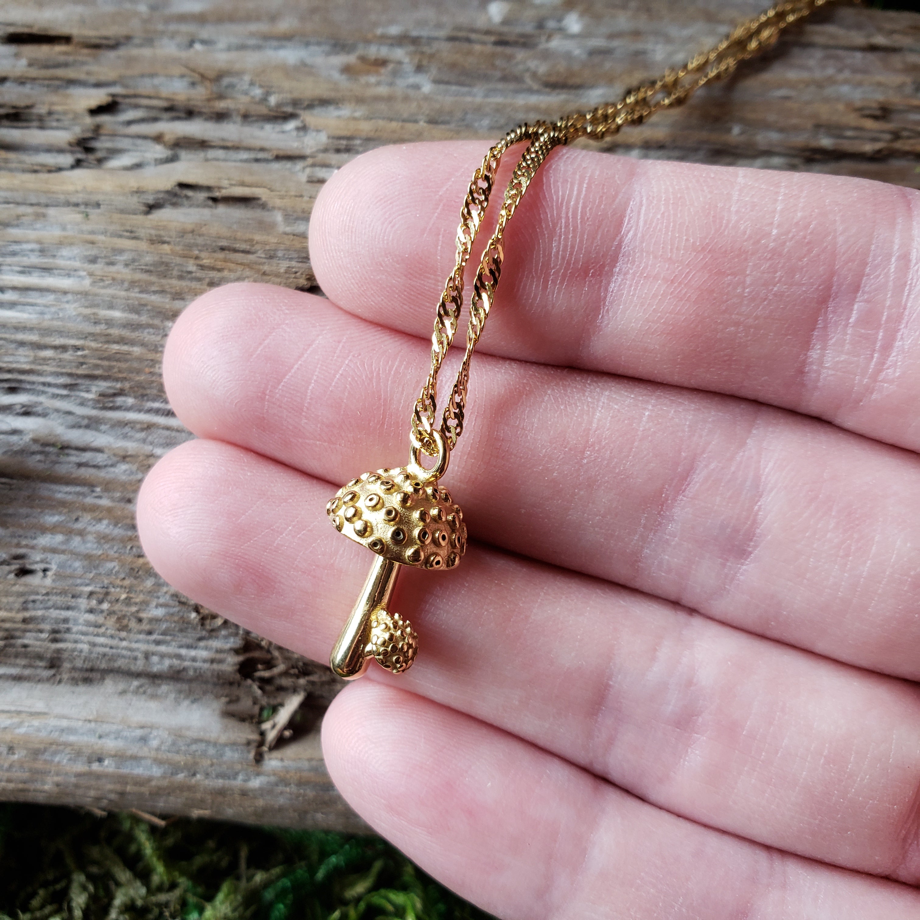 Gold Plated Mushroom Pendant