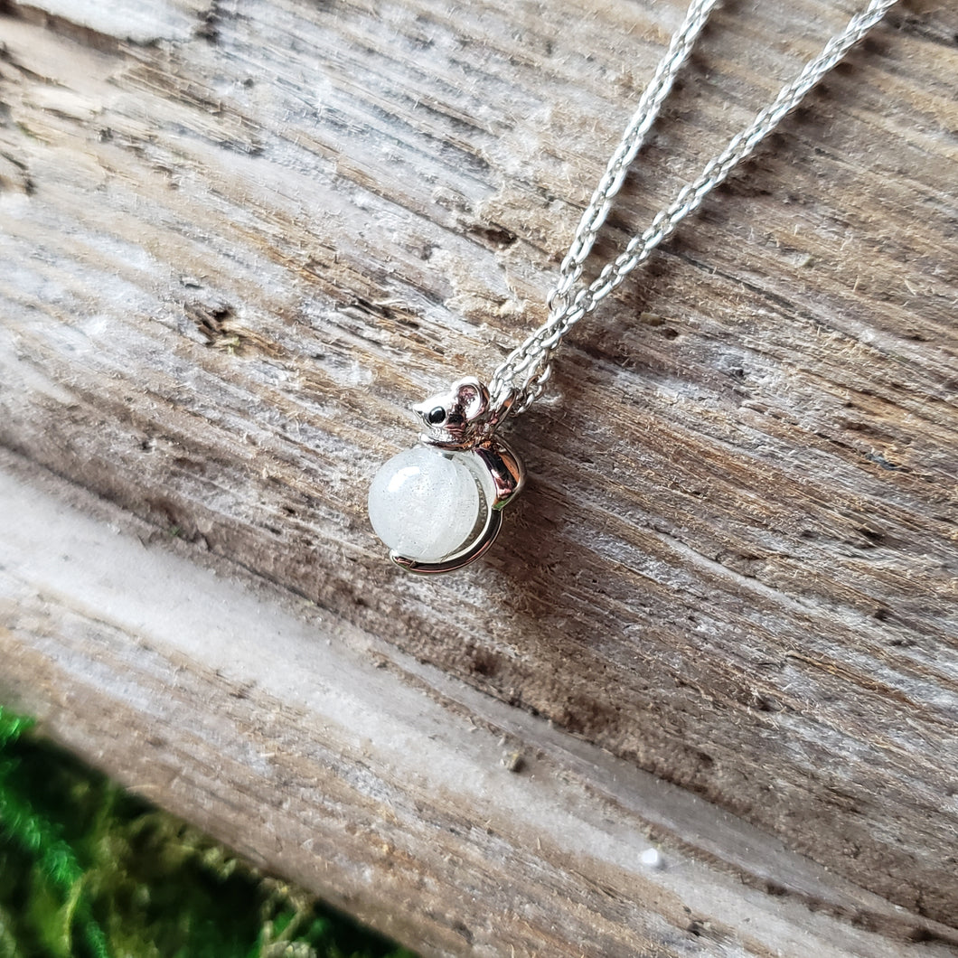 Tiny Silver Mouse Necklace