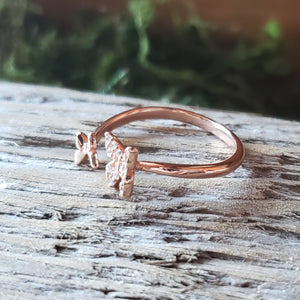 Adjustable Rose Gold Plated Butterfly Ring