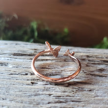 Load image into Gallery viewer, Adjustable Rose Gold Plated Butterfly Ring
