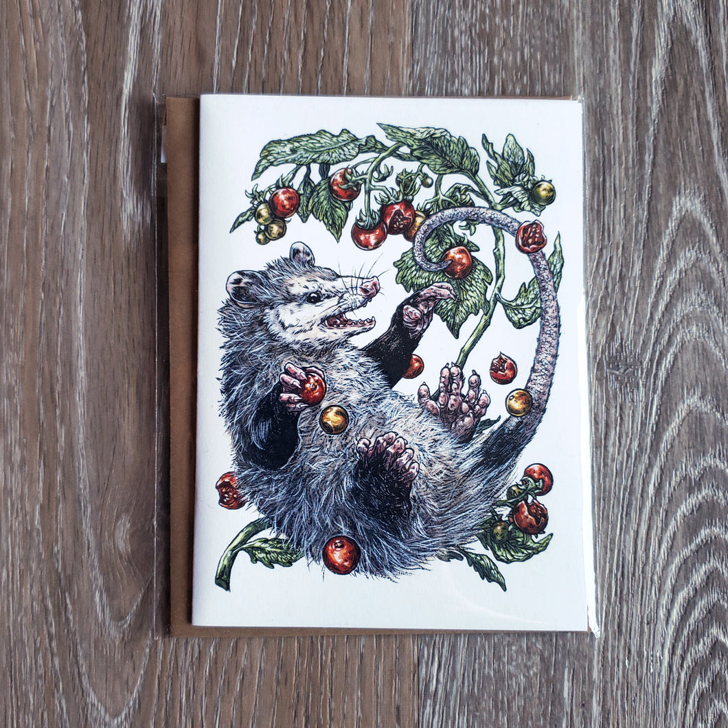 Opossum & Tomatoes Greeting Card