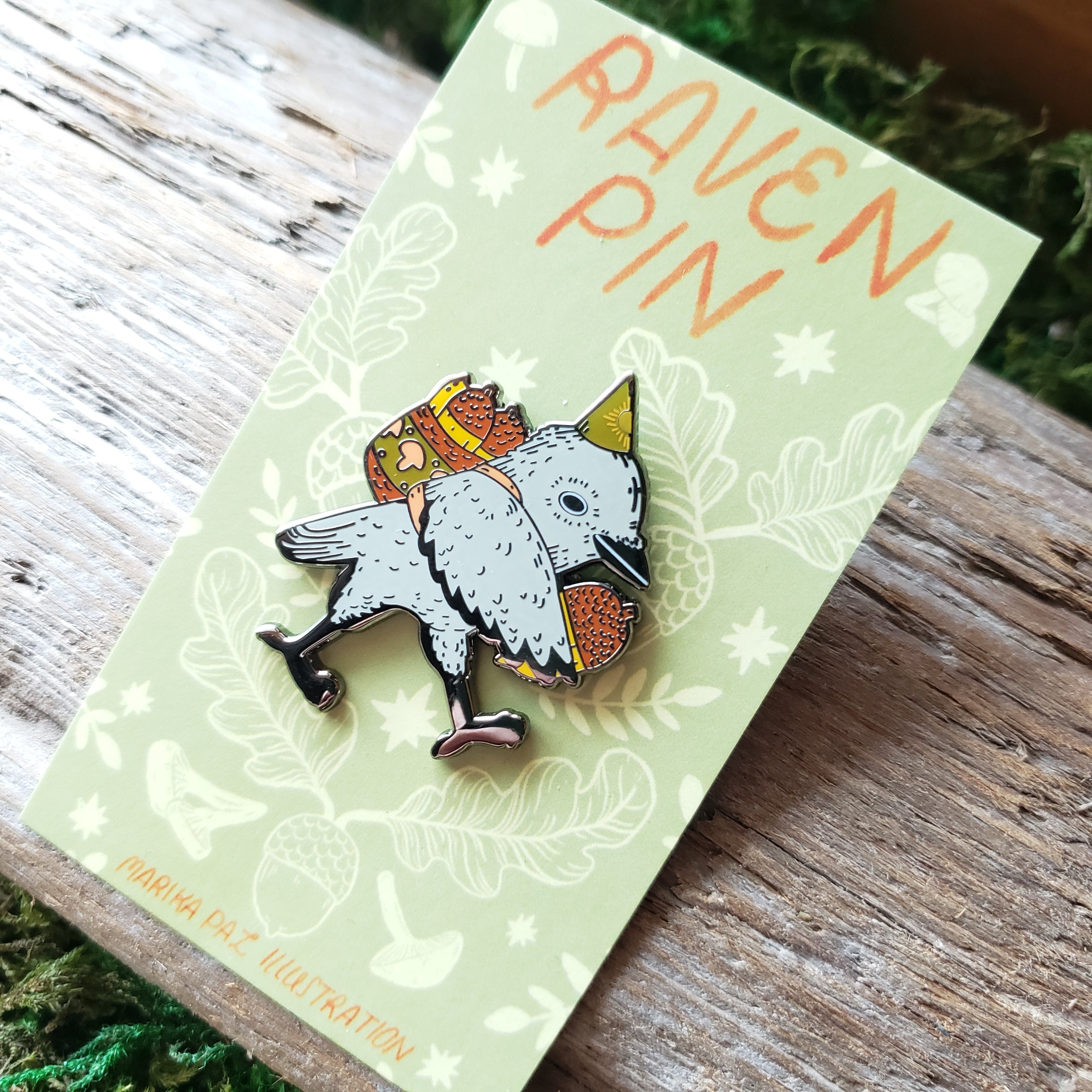 Acorn Raven Enamel Pin