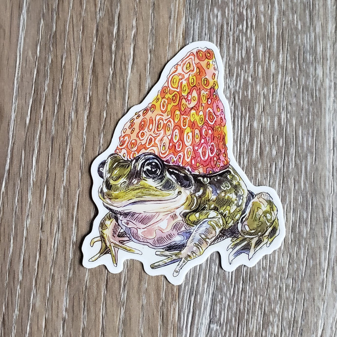 Frog Stack Vinyl Sticker, Cute Frogs and Mushrooms Sticker
