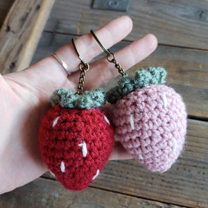 Crochet Strawberry Plush Keychain