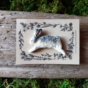 Handmade Woodland Rabbit Brooch