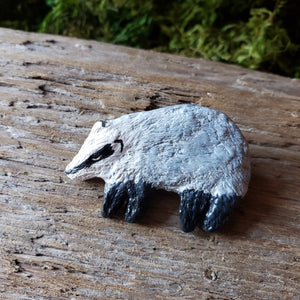 Handmade Woodland Badger Brooch
