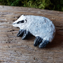 Load image into Gallery viewer, Handmade Woodland Badger Brooch
