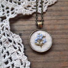 Load image into Gallery viewer, Tiny Embroidered Forget-me-not Necklace
