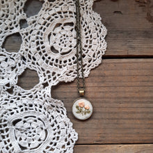 Load image into Gallery viewer, Tiny Embroidered Pink Rose Necklace
