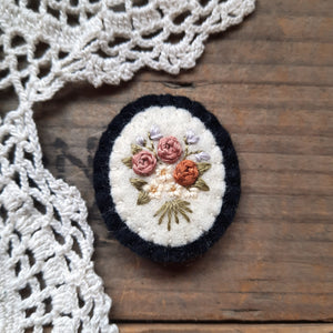 Tiny Embroidered Floral Bouquet Brooch