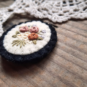 Tiny Embroidered Floral Bouquet Brooch