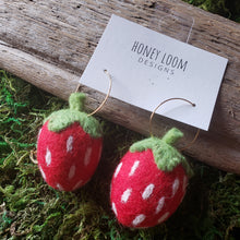 Load image into Gallery viewer, Hand Felted Strawberry Earrings
