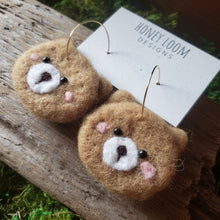 Load image into Gallery viewer, Hand Felted Teddy Bear Earrings
