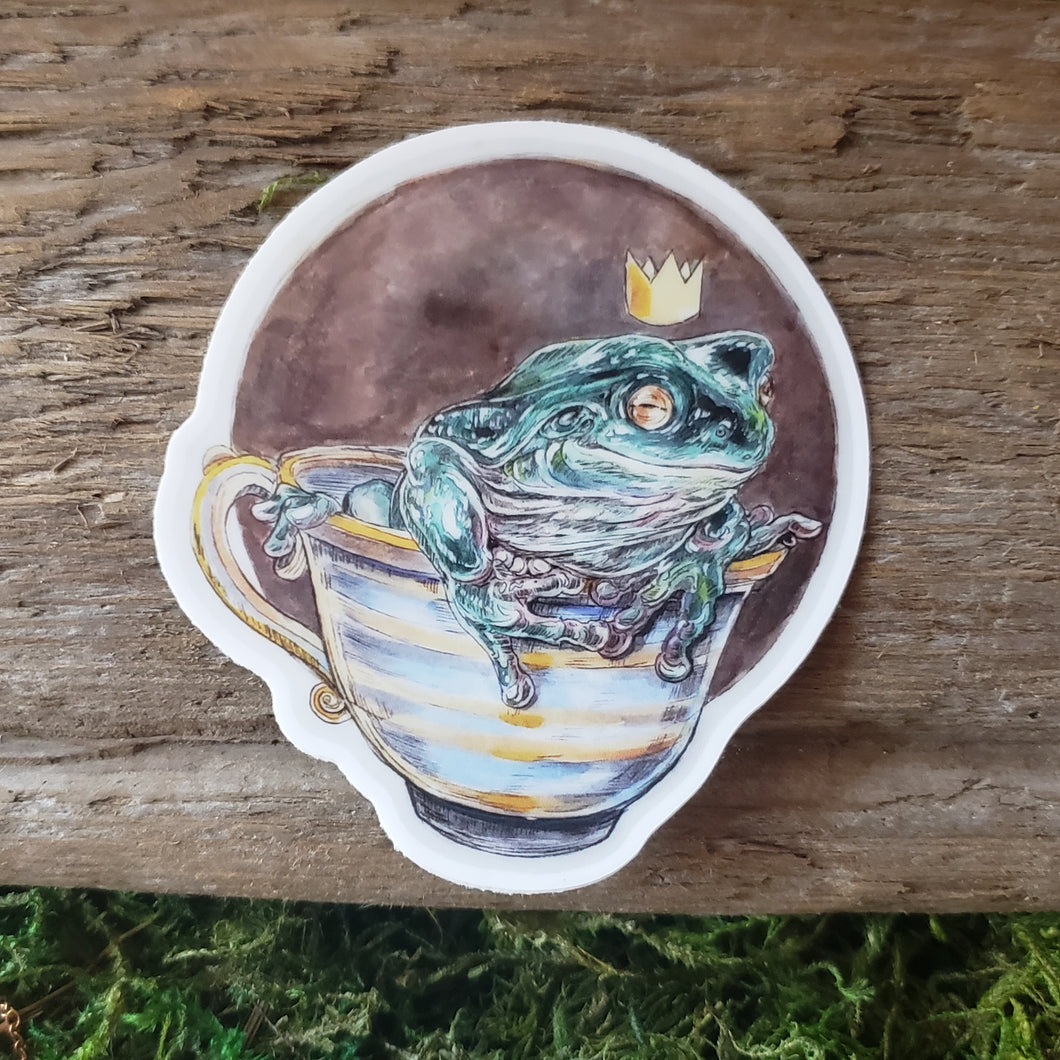 Teacup Frog Vinyl Sticker