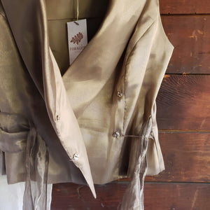 Brass-tone Chiffon Wrap Vest