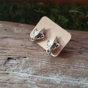 Sterling Silver Articulated Lion Skull Earrings
