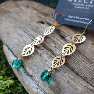 Ivy Leaf Brass Earrings