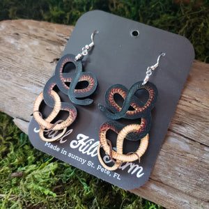 Coachwhip Snake Wooden Earrings