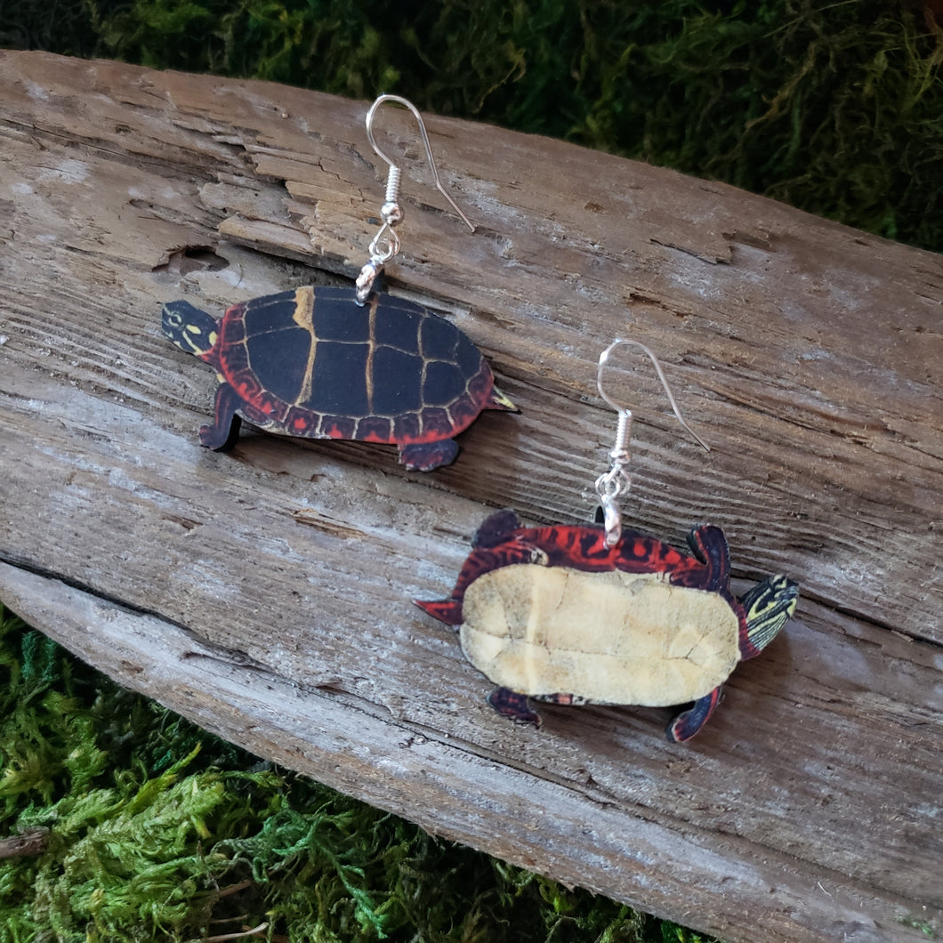 Box Turtle Wooden Earrings