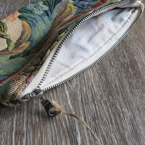 Upcycled Tapestry Floral Zipper Pouch
