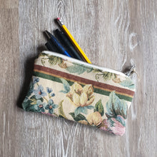 Load image into Gallery viewer, Upcycled Tapestry Floral Zipper Pouch
