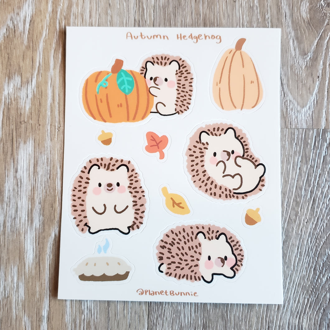 Autumn Hedgehog Vinyl Sticker Sheet