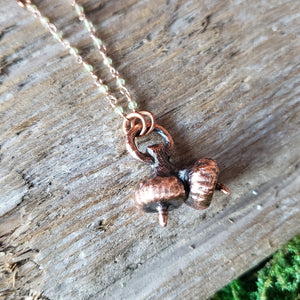 Copper Acorn & Peridot Necklace
