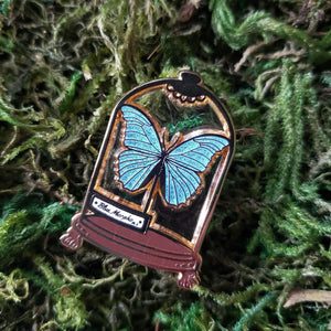 Morpho Butterfly Curio Jar Enamel Pin