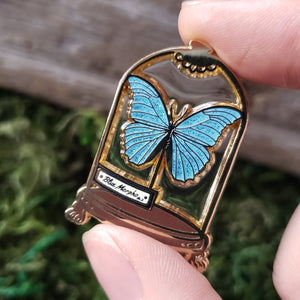 Morpho Butterfly Curio Jar Enamel Pin