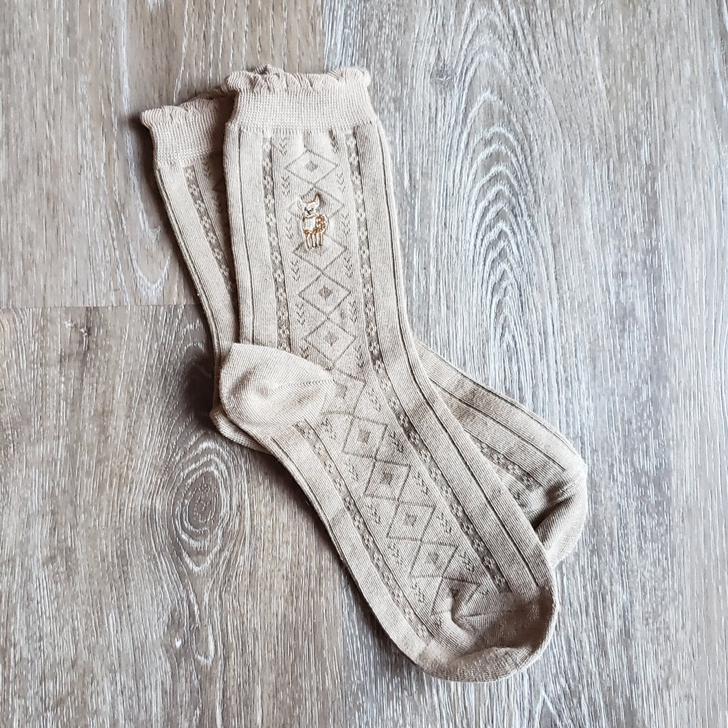 Embroidered Deer Socks