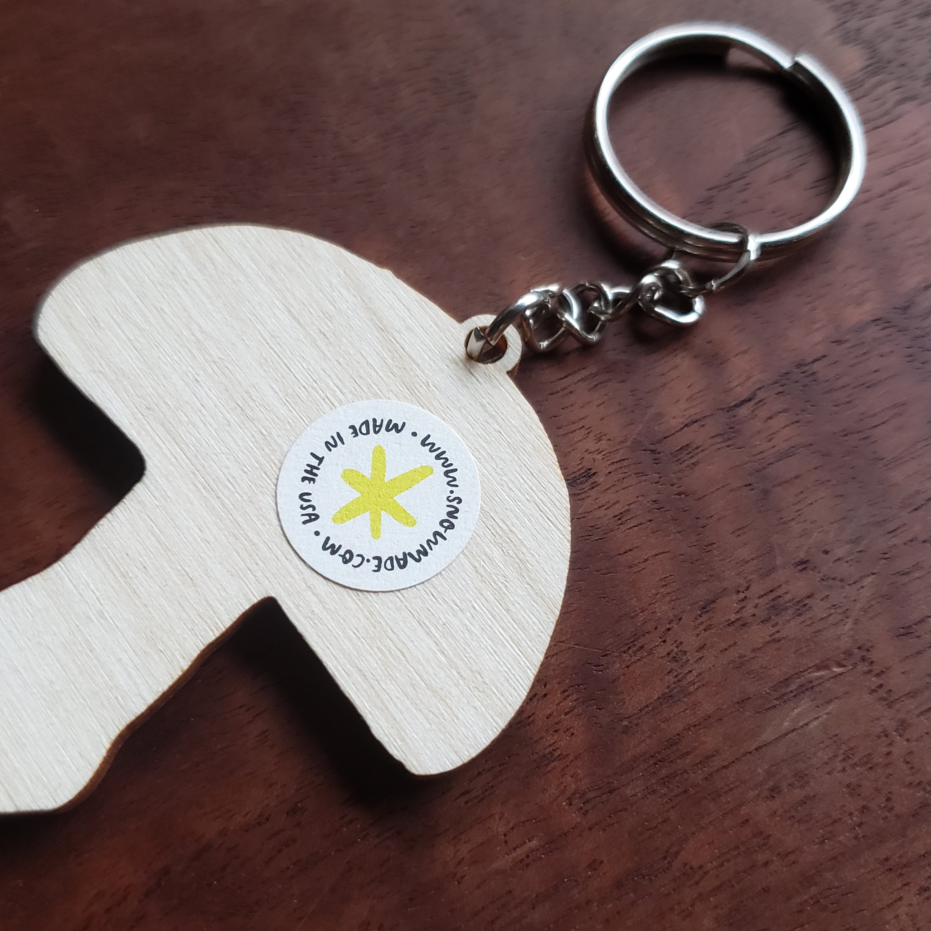 Wooden Amanita Mushroom Keychain