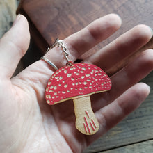 Load image into Gallery viewer, Wooden Amanita Mushroom Keychain

